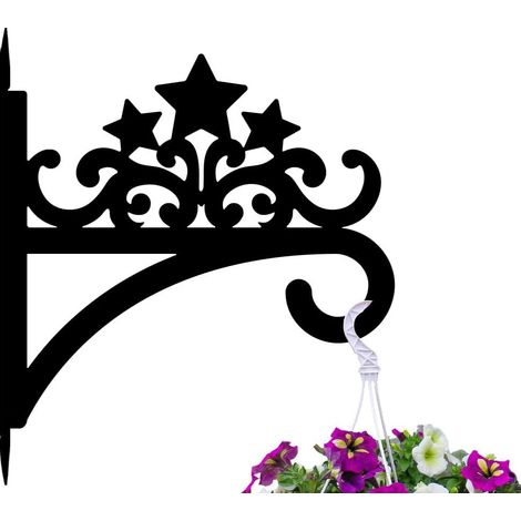 Soporte para plantas con forma de estrella de cinco puntas, gancho para exteriores, base de metal, apto para colgar plantas. (1/5)
