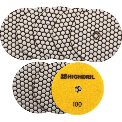 Disque de polissage diamant sec 8 pcs. produit dispersé 100 pour granit pierre béton marbre meuleuse de sol ou polisseur dia 5 pouces/125 mm (1/5)