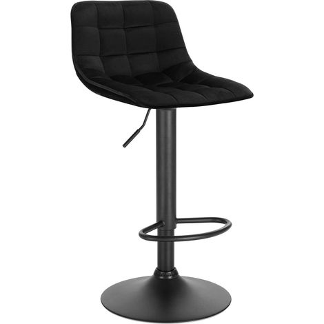 Woltu – Tabouret de bar réglable en hauteur – Siège en velours doux – Base en métal robuste – Repose-pieds ergonomique – Hauteur 59.5-81 cm