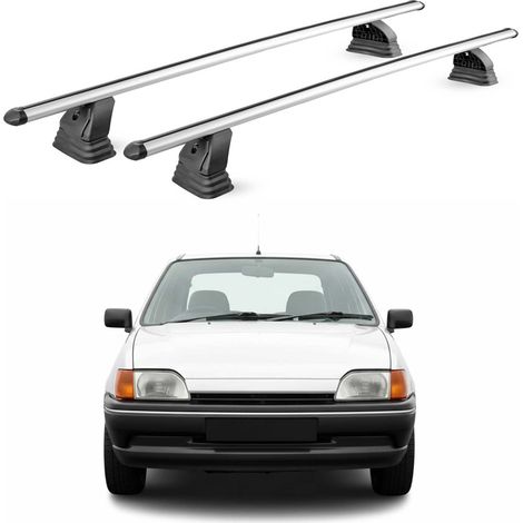 OMAC Barres de toit transversales en aluminium pour Ford Fiesta III 1989-1997 3 Portes – TÜV / DIN 75302:2019 – Antivol inclus – Charge max 75 kg – 2 barres – Gris (1/5)