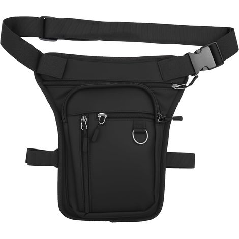 Noire Sacoche de Jambe Moto,Sac de Jambe Cuisse Imperméable Sacoche de Hanche pour Hommes et Femmes Sac de Jambes Réglable Multi-Poches pour Le Camping, Le Vélo, La Course à Pied (1/5)