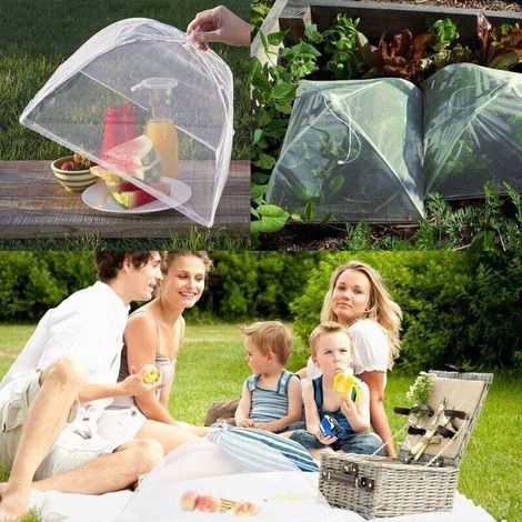 6 pcs Cloche Alimentaire Pliable Anti-Mouche Couvercle de Nourriture en Maille Pliant Tente Parapluie Anti-Insectes Anti-moustiques Protection pour Barbecue Pique-Nique Aliments 44x44x30 cm