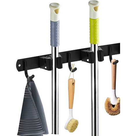 Porte-balai de luxe – Système de suspension – Crochets – Outils de jardin – Noir (1/5)