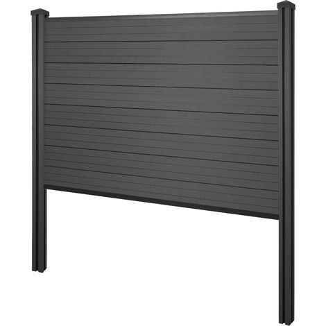 [NEUWERTIG] WPC-Sichtschutz Savoie, Zaun Windschutz, WPC-Pfosten zum Einbetonieren Basiselement, 195cm anthrazit