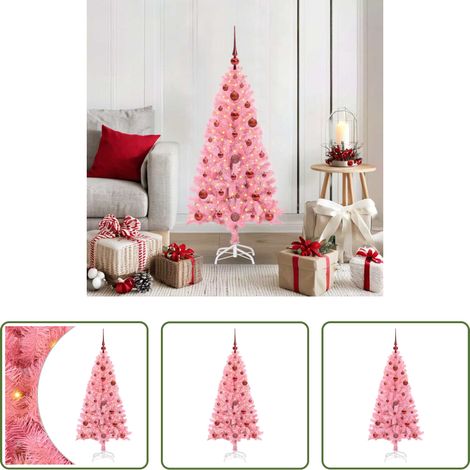 Décor de fête - Sapin de Noël avec 150 LED avec support Rose 120 cm PVC (1/5)