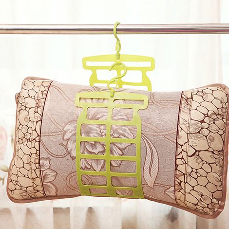 Porte Oreiller En Plastique Vert - Séchoir Rotatif 360 Degrés Avec Crochets Doubles - Pour Jouets En Peluche Et Coussins - 1 Pièce (1/5)