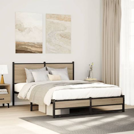 Metallbett ohne Matratze Sonoma-Eiche 140x200 cm (1/5)