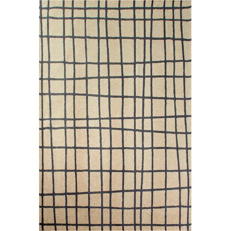 Tapis intérieur extérieur crème à carreaux noir antidérapant - 80 x 150 cm (1/5)