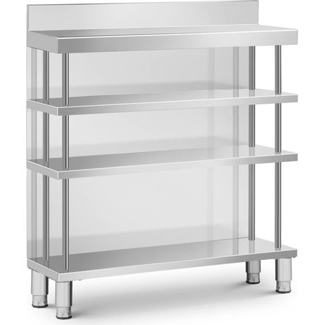 Mesa alta de bar con borde, 4 estantes, acero, 100 x 30 x 105 cm