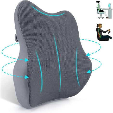 Coussin Lombaire Ergonomique, Coussin Dos en Mousse à Mémoire, Soutien Lombaire avec Mesh pour Sièges de Voiture, Chaise de Bureau, Fauteuil Roulant, Chaises de Maison(Gris Clair) (1/5)
