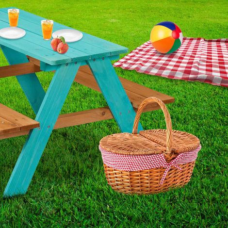 Table de pique nique en bois pour enfants avec bancs - bois de pin (1/5)