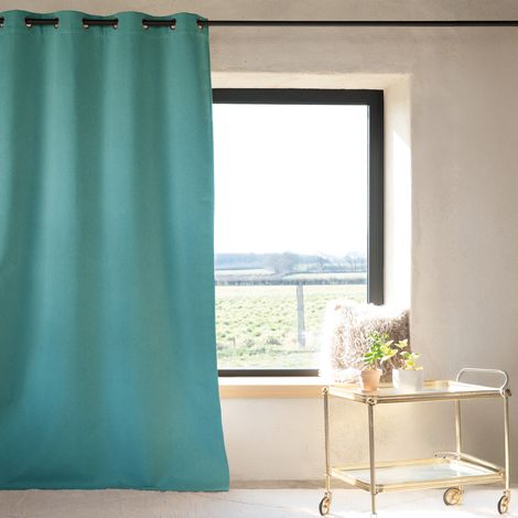 Rideau 100% occultant thermique phonique chiné MIDNIGHT Turquoise 135x260 cm