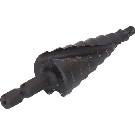 Foret étagé HSS à rainure hélicoïdale, alésoir à trou de pagode, tige hexagonale, pour métal, noir, 9 étapes (4-20 mm) (1/5)