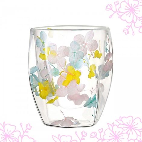 Verre isotherme Ecarla à double fond et motif hortensia coloré 350 ml SZK88 (1/5)