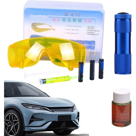 Kit détecteur de fuite Kit de détection de fuite de liquide de refroidissement AC Lampe de poche avec détecteur de fuite polyvalent pour voiture et climatisation Atelier à la maison
