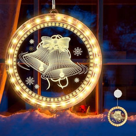 Lumière de Fenêtre Décorative de Noël, Lumières de Ventouse de Noël, Lumineuse Fenêtre Suspendue, Decoration Lumineuse Noel Vitre Noel, LED de Noël à Suspendre pour Intérieur Extérieur (1/5)