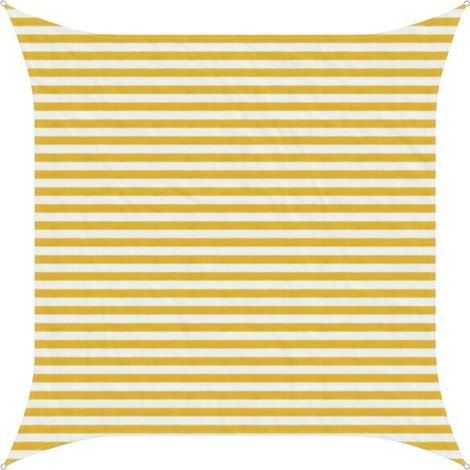 Voile d'ombre jaune et blanc 3 x 3 m HDPE - Voile d'ombrage protection solaire anti-UV jardin terrasse extérieur (1/5)
