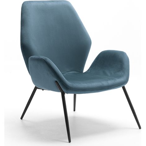 Poltrona da Salotto o da Camera Brandy 73x68x85 cm in Velluto Blu (1/5)