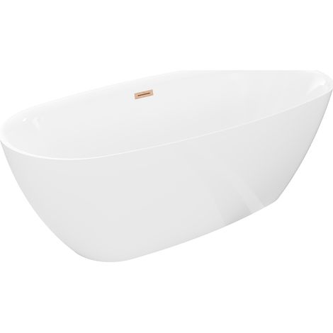 Mexen Luvo Slim freistehende Badewanne 170 x 75 cm, weiß, Überlauf gebürstetes Kupfer - 52801707500-65 (1/5)