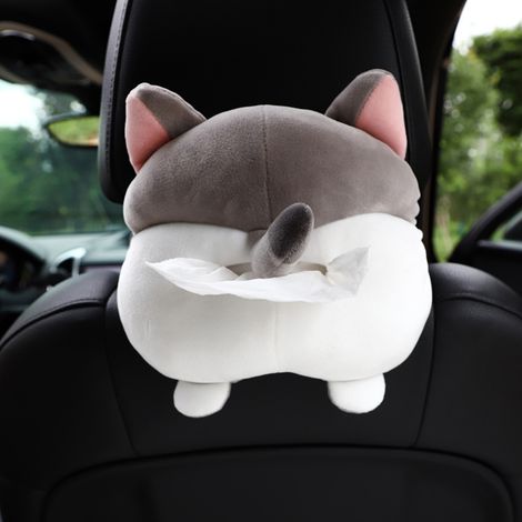 Boîte pour Essuie-tout de Voiture en Peluche Cute Animal, Modèle Plush Organizer avec Doublure Imperméable, 25x25cm Multicolore, 140g (1/5)