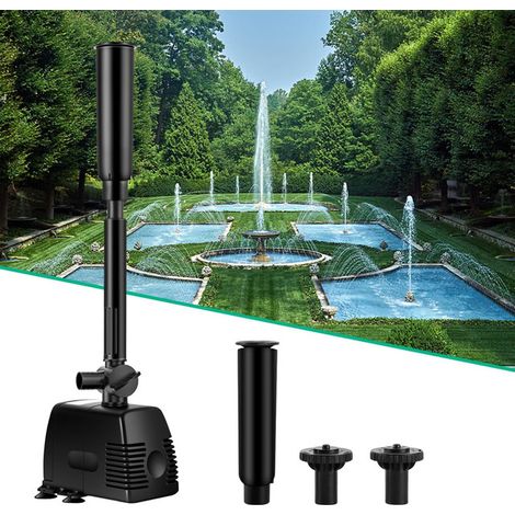 Pompe à Jet d’Eau pour Fontaine et Bassin de Jardin - 1000 L/h - Hauteur 1,6m - avec Embouts de Jet d'eau - Idéal Étang et Décoration Extérieure