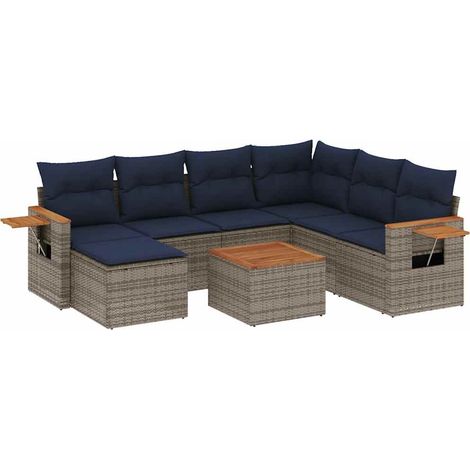 vidaXL Set Divani da Giardino 8 pz con Cuscini Grigio in Polyrattan (1/5)