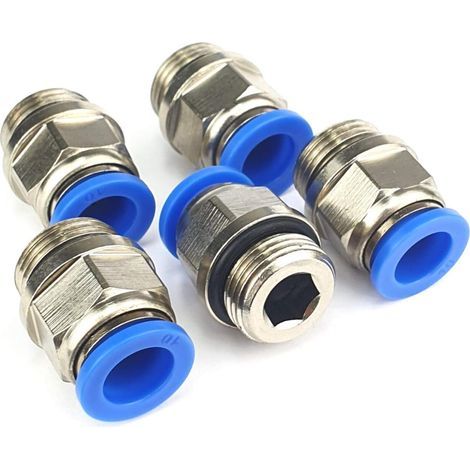 Set of 5 threaded fittings, quick-connect plug connectors (1/5)