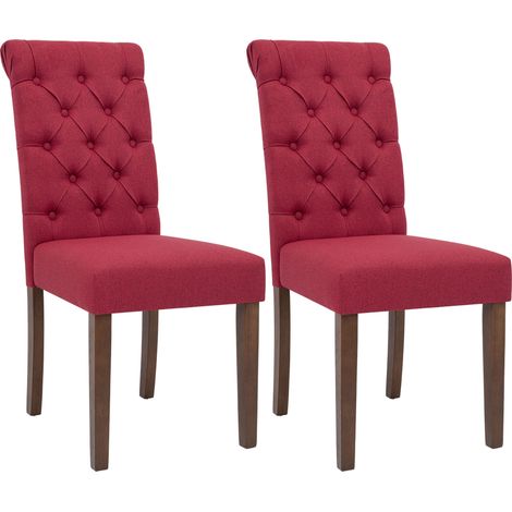 Set de 2 sillas de comedor Lisburn en tela o terciopelo Rojo Tela (1/5)