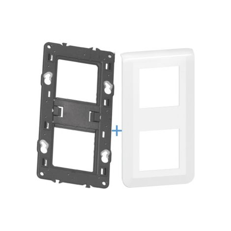 Legrand Mosaic - Plaque 2 x 2 modules + support - 2 postes - vertical - 277822L+080252 (1/4)