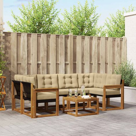vidaXL Outdoor-Sofagarnitur mit Kissen 7 pcs Natur und Beige (1/5)