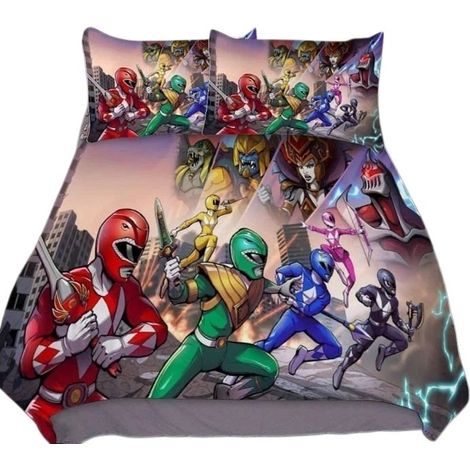 Parure de lit Power Rangers Mighty Morphin 140x200cm, linge de lit fantaisie coloré (1/4)