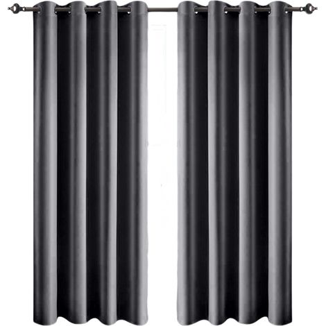 Rideaux occultants, idéaux pour la chambre, à œillets, isolants thermiques et phoniques, pour le salon (lot de 2), dimensions : 132 x 160 cm (largeur x longueur).