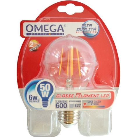 LAMPADINA A FILAMENTO GOCCIA A60 6W E27 3000K