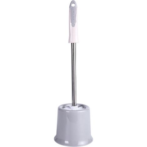Brosse et support pour cuvette de toilettes, nettoyage en profondeur de la salle de bain, aucun recoin inaccessible (gris)