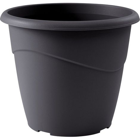 EDA – Pot de fleur rond non perce 40 cm – Hauteur 33,7 cm – Volume 23 L – Couleur gris anthracite – Pour intérieur et extérieur