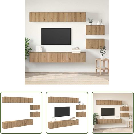 Meuble tv - Ensemble meuble TV Chêne artisanal Bois d'ingénierie (1/5)
