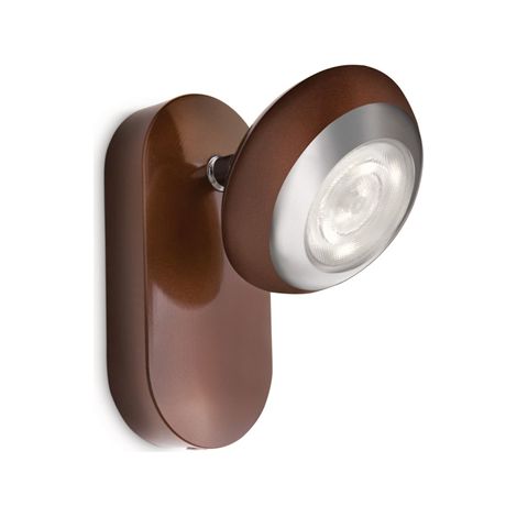 Philips 571704416 Sepia myLiving Spot Singolo a LED, Dettagli in Cromo, Marrone