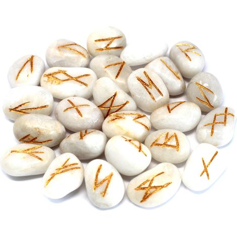 Ensemble de pierres runiques dans une pochette - Agate blanche- Vendu par 1 (1/3)