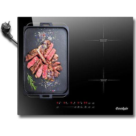 Plaque Induction 4 Feux avec Prise, Plaque de Cuisson Induction Encastrable 60 CM, Zone Flexible Combinée pour le Gril, Minuterie, Boost, 3500Watts, 220V (1/5)