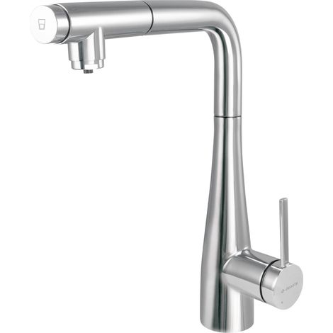 Deante Robinet de cuisine Eridan - Chromé - Écologique - Filtre à eau intégré - Design moderne (1/5)