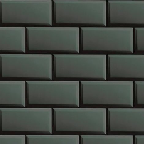 Black Subway Tile Effect Vinyl Wallpaper Paste The Wall Modern Home Kitchen (1/4)
