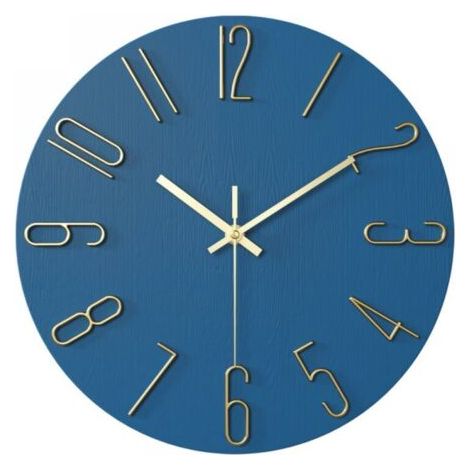 Horloge salon horloge murale 12 pouces 30CM lettres or bleu (1/4)