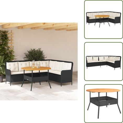 vidaXL 2-tlg. Garten-Sofagarnitur mit Auflagen Schwarz Poly Rattan (1/5)