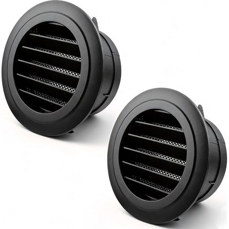 2 Pièces Grille Ventilation Noir 100 mm, Grille D'aération en Plastique ABS (1/5)