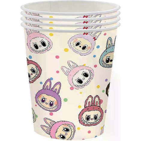Collection MINISO Cartoon Labu 2025 : Vaisselle pour fête d'anniversaire d'enfant avec assiettes en carton et drapeaux décoratifs (1/5)