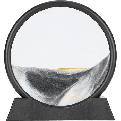 Décoration de peinture de sable mouvant, paysage de sable mouvant en verre 3D, ornement de bureau ou de chambre, artisanat, noir, 18 cm (1/5)