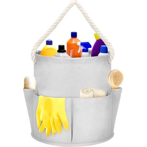 Panier de rangement pliable - Panier de rangement - Panier - 6 compartiments avec séparateur extérieur - Panier de pique-nique et de plage - Panier à outils de jardin intérieur et extérieur - Gris (1/4)