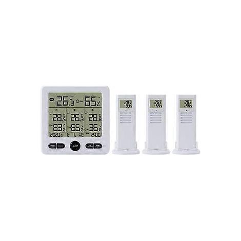 Thermo- und Hygrometriegerät mit 3 Außensensoren, Klimaanlage und großem LCD-Kran, Unterbrecher /