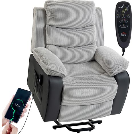 Riser Recliner Chair, Power Lift, 96 x 96 x 108 cm, Light Grey (1/5)