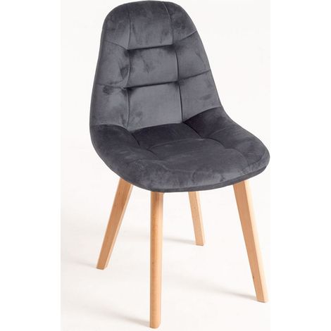 Packs Sillas Comedor - Pack 2 Sillas Kelen Terciopelo - Gris oscuro (1/5)